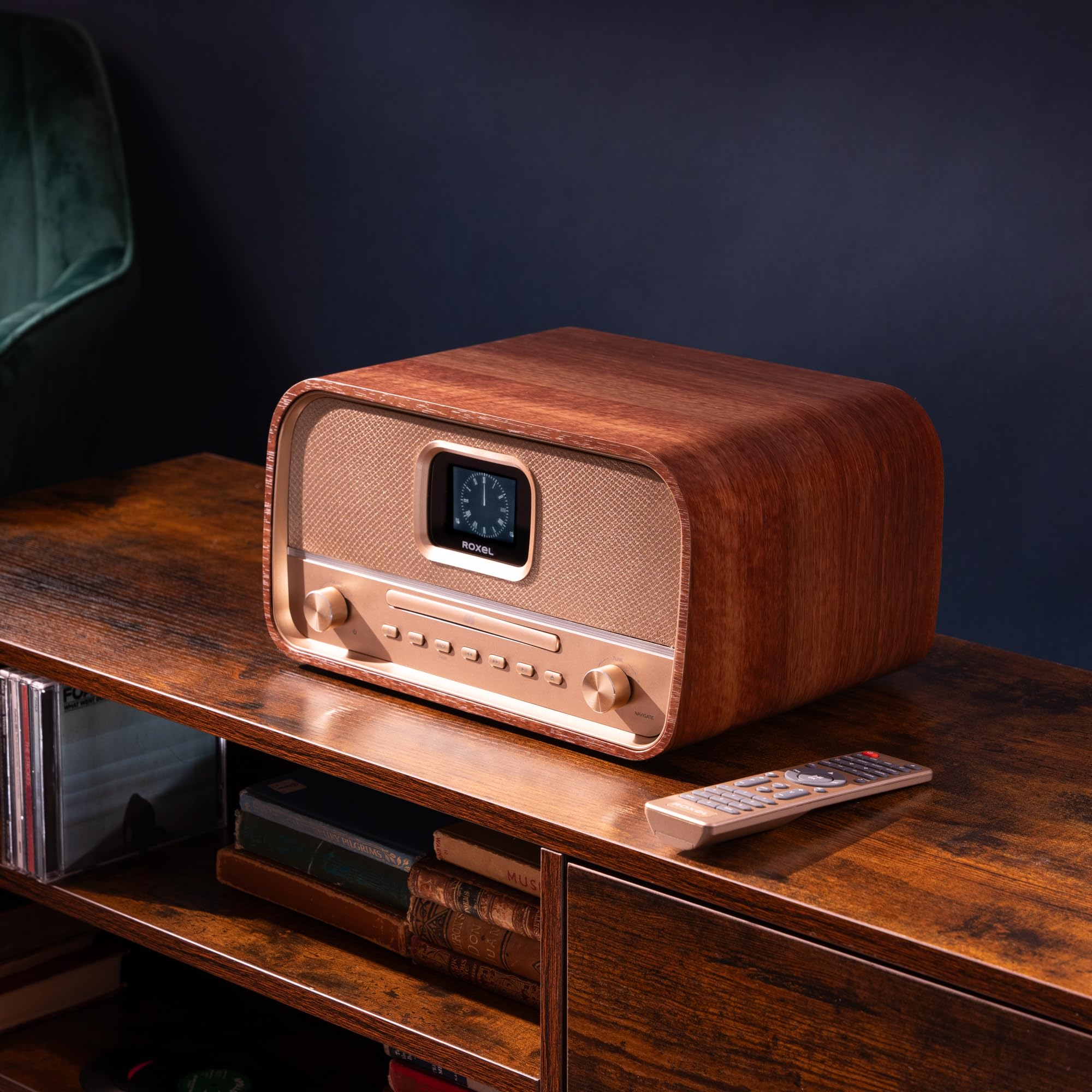 Roxel Amber All-in-One Compact Retro HiFi System with CD Player